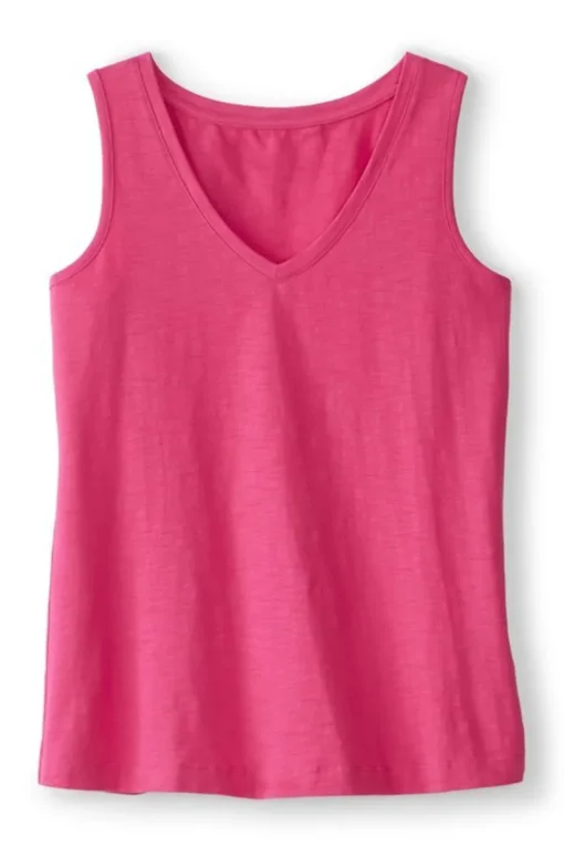 Hot Soft Surroundings Mistral Supima Slub Tank PinkPeacock