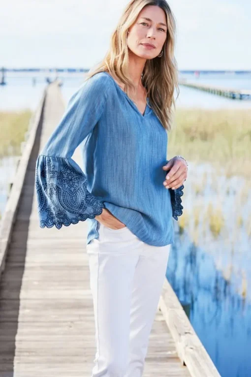 New Soft Surroundings Misty Tencel™ Shirt MediumWash