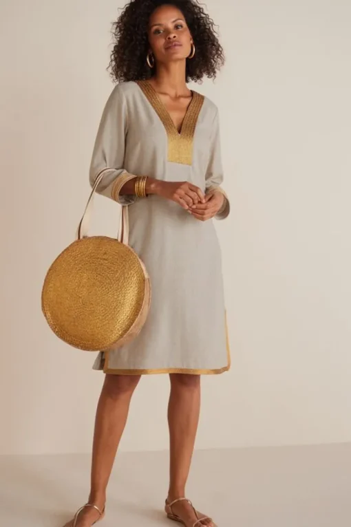 New Soft Surroundings Myla Caftan NaturalLinen
