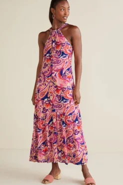 Sale Soft Surroundings Nalani Gauze Maxi Dress IslandSunPaisleyCoral