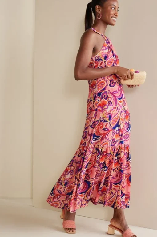 Sale Soft Surroundings Nalani Gauze Maxi Dress IslandSunPaisleyCoral