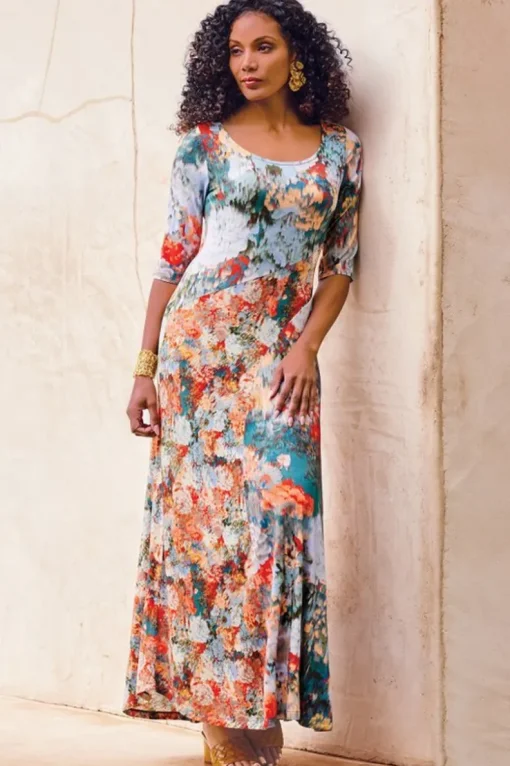 Sale Soft Surroundings Nanette Dress MultiOrange