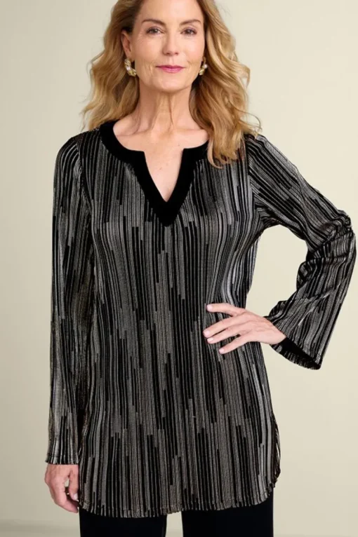 Outlet Soft Surroundings Nevelle Tunic BlackLurexKnit