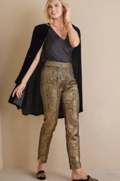 Discount Soft Surroundings Nevina Jacquard Trouser GoldFloral
