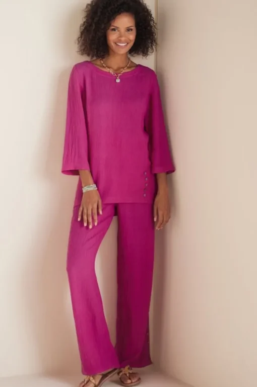 Fashion Soft Surroundings Oceo Gauze Wide-Leg Pants