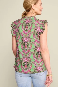 Best Soft Surroundings Paige Linen Blend Top TropicalDamaskMedallion