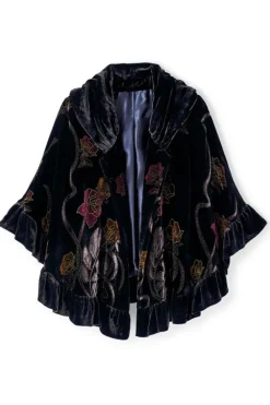 Hot Soft Surroundings Palara Velvet Wrap BlackMulti