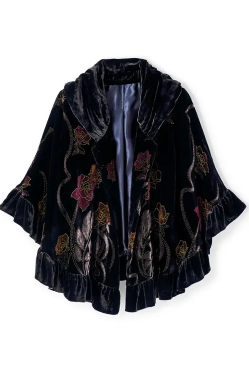 Hot Soft Surroundings Palara Velvet Wrap BlackMulti