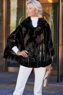 Hot Soft Surroundings Palara Velvet Wrap BlackMulti