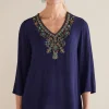 Online Soft Surroundings Paulina Gauze Pullover Navy