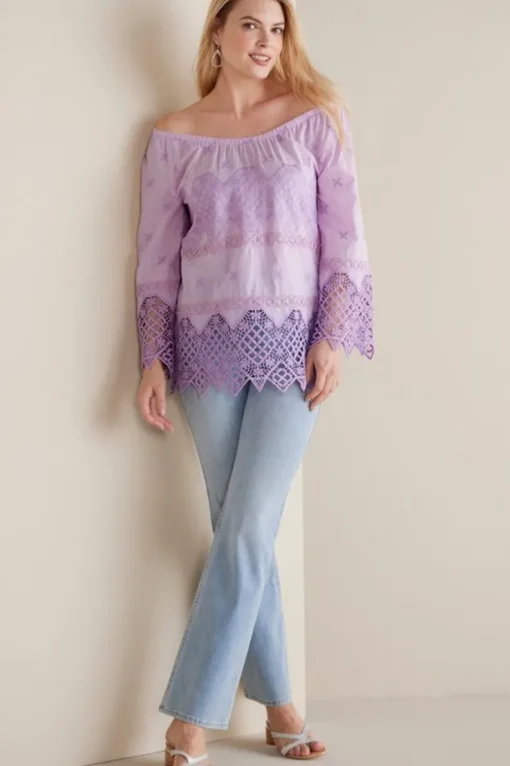 Hot Soft Surroundings Pilar Off The Shoulder Top OrchidBloom