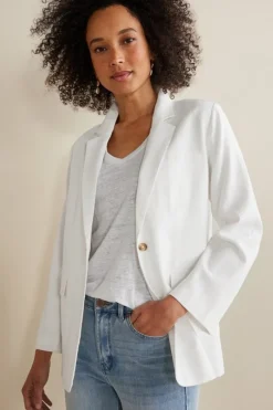 New Soft Surroundings Portofino Linen Blend Boyfriend Blazer Lime