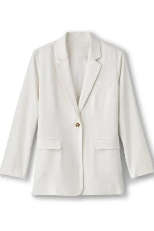 New Soft Surroundings Portofino Linen Blend Boyfriend Blazer Lime