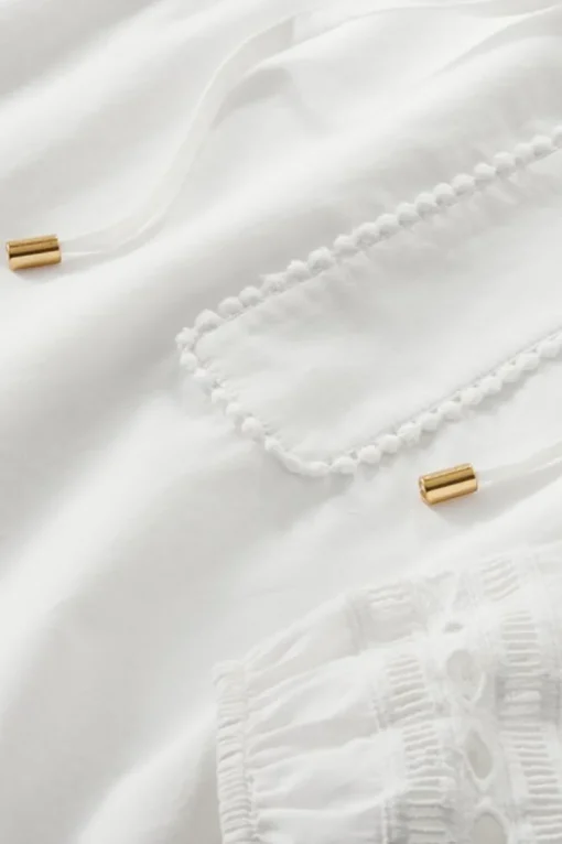 Discount Soft Surroundings Prospera Lace Trim Top IvoryPearl