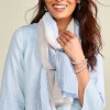 Outlet Soft Surroundings Raia Stripe Scarf VintageBlueMulti