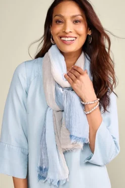 Outlet Soft Surroundings Raia Stripe Scarf VintageBlueMulti