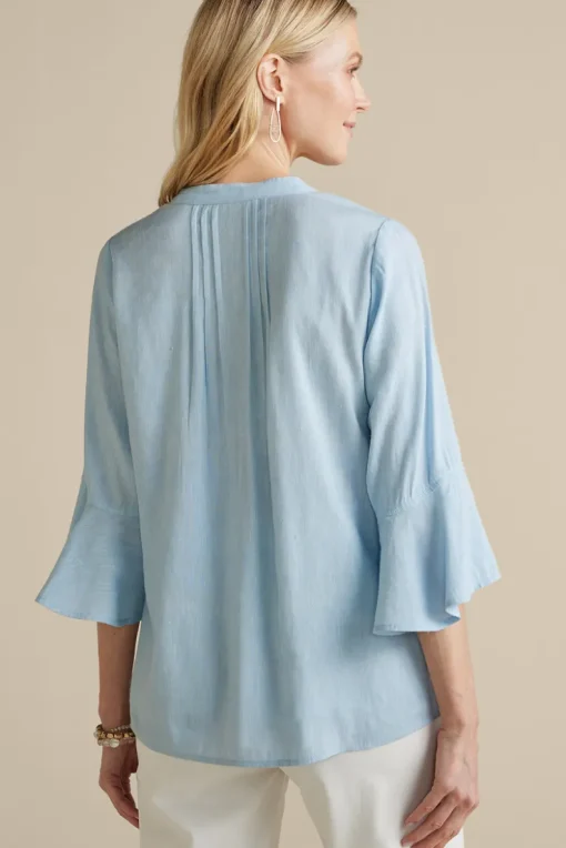 Outlet Soft Surroundings Raisa Linen Blend Top BlueBell