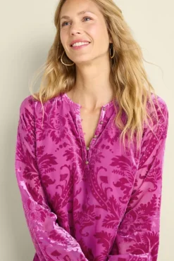 New Soft Surroundings Reesha Velvet Top Sangria