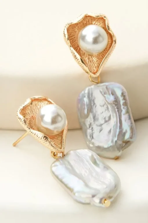 Clearance Soft Surroundings Rita Pearl Drop Earrings Pearl/Gold