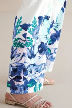 Online Soft Surroundings Ronna Linen Blend Wide Leg Pants WatercolorFloral