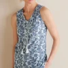 Best Soft Surroundings Roxie Printed Pointelle Tank SantaCruzDitsyWhite