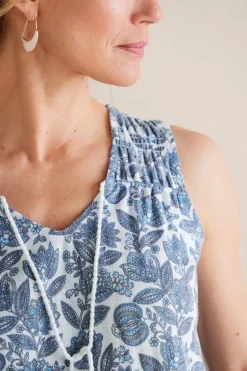 Best Soft Surroundings Roxie Printed Pointelle Tank SantaCruzDitsyWhite