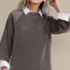Hot Soft Surroundings Samina Corduroy Pullover ShorelineGrey