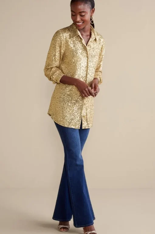 Hot Soft Surroundings Sancerre Sequin Shirt