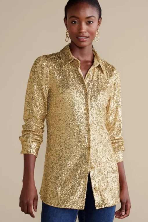 Hot Soft Surroundings Sancerre Sequin Shirt