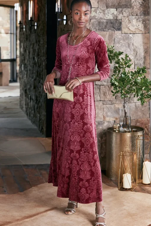 Online Soft Surroundings Santiago Embossed Velvet Dress