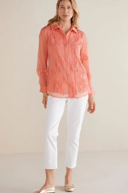 Online Soft Surroundings Savannah Embellished Tunic BurntCoral