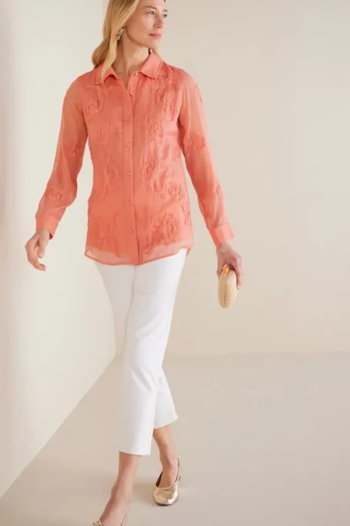 Online Soft Surroundings Savannah Embellished Tunic BurntCoral