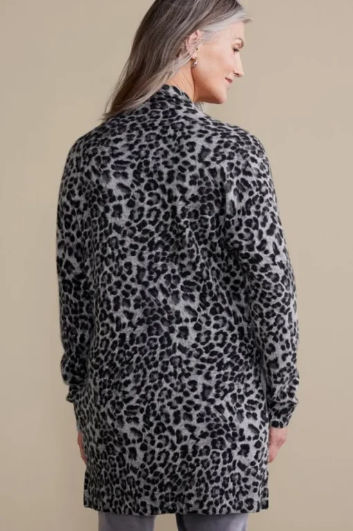 Online Soft Surroundings Sibyl Cashmere Printed Cardigan Leopard