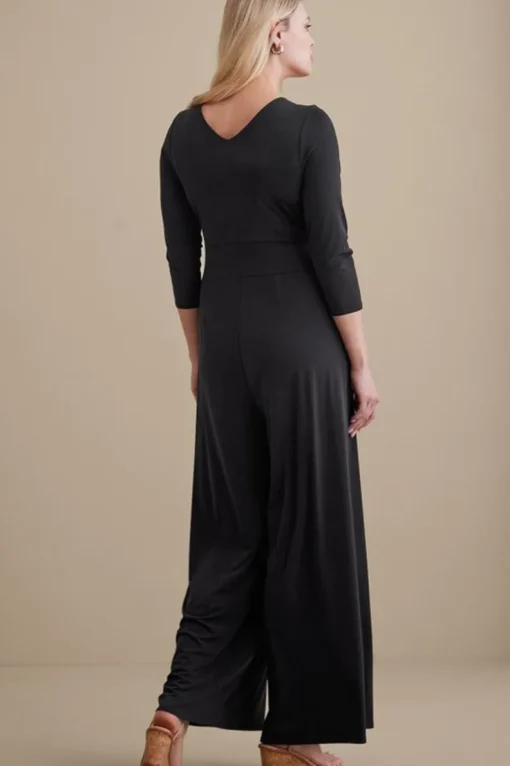 Best Soft Surroundings 3/4 Sleeve Penelope Jumpsuit Black