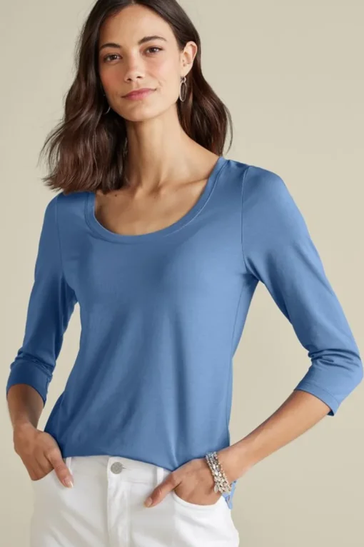 Outlet Soft Surroundings Soft Essential Supima 3/4 Sleeve Tee I
