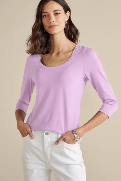 Hot Soft Surroundings Soft Essential Supima 3/4 Sleeve Tee