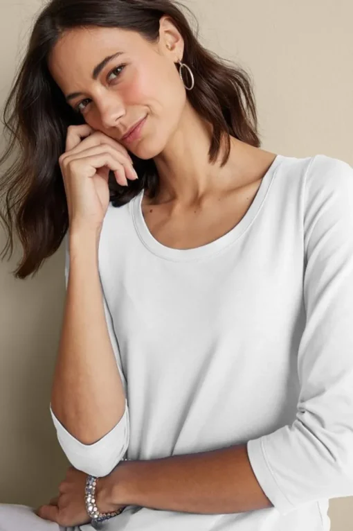 Hot Soft Surroundings Soft Essential Supima 3/4 Sleeve Tee