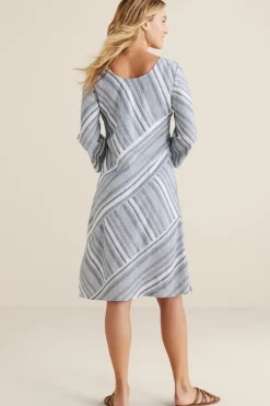 New Soft Surroundings Sonya Linen Dress White/Blue