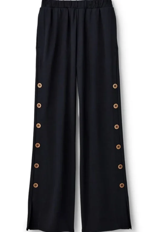 Best Soft Surroundings Sorrento French Terry Wide Leg Pants Black