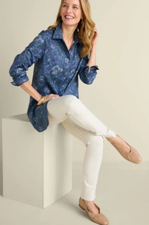 Best Soft Surroundings Stretch Faux Suede Boyfriend Tunic Shirt AviaryClimbingGarden