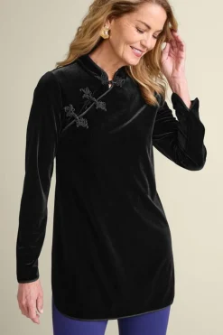 Outlet Soft Surroundings Tai Velvet Tunic Black