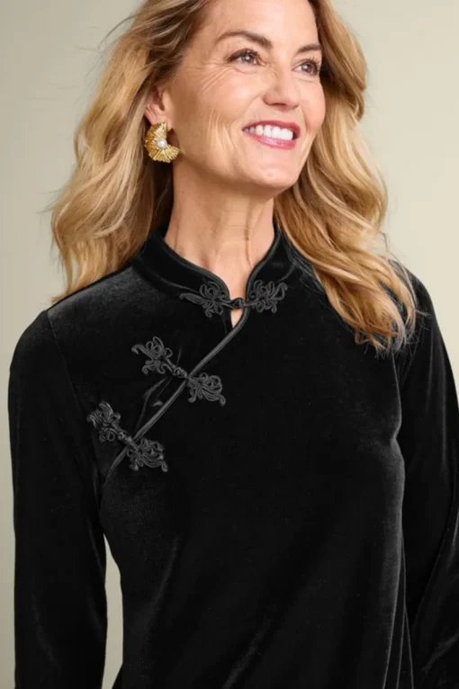 Outlet Soft Surroundings Tai Velvet Tunic Black