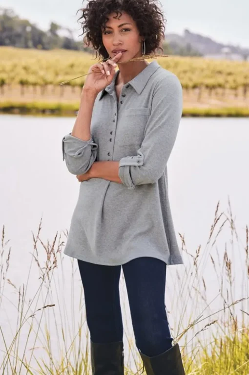 Outlet Soft Surroundings Take It Easy Top MediumHeatherGrey