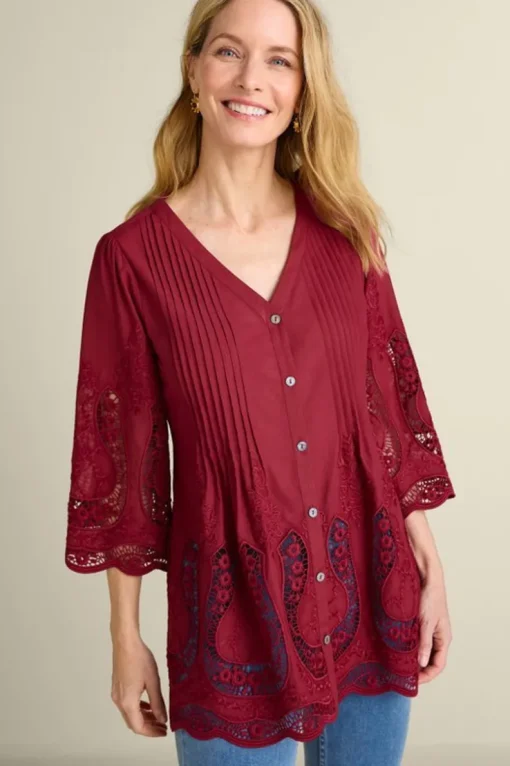 New Soft Surroundings Trella Eyelet Top