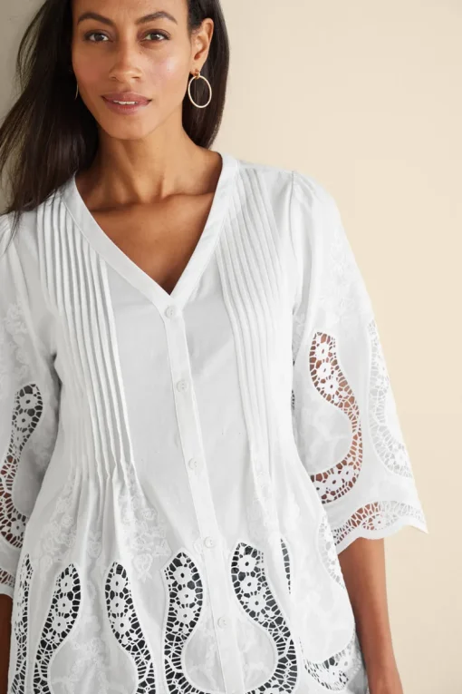 New Soft Surroundings Trella Eyelet Top