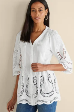 New Soft Surroundings Trella Eyelet Top