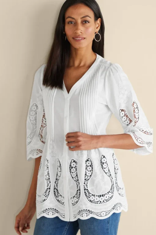 New Soft Surroundings Trella Eyelet Top