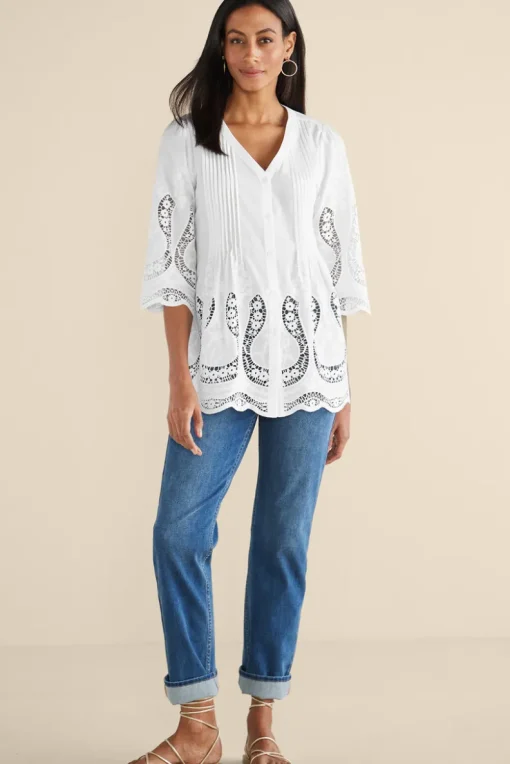 New Soft Surroundings Trella Eyelet Top