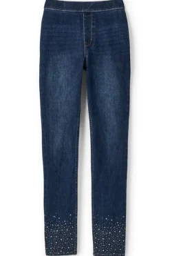 Clearance Soft Surroundings Ultimate Denim Crystal Pull-On Slim Leg Jeans RiverWash