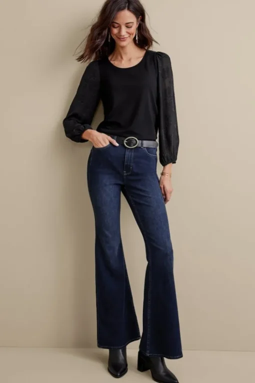 Best Soft Surroundings Ultimate Denim Flare Jeans TidalBlueWash